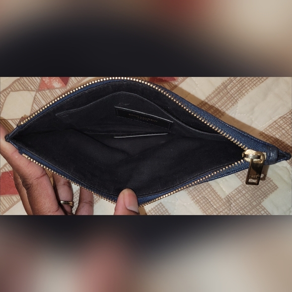 Yves Saint Laurent Navy Quilted Clutch - Picture 7 of 8